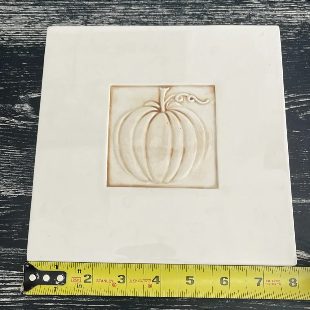 Crate & Barrel white pumpkin trivet or wall hanging. Made in Italy